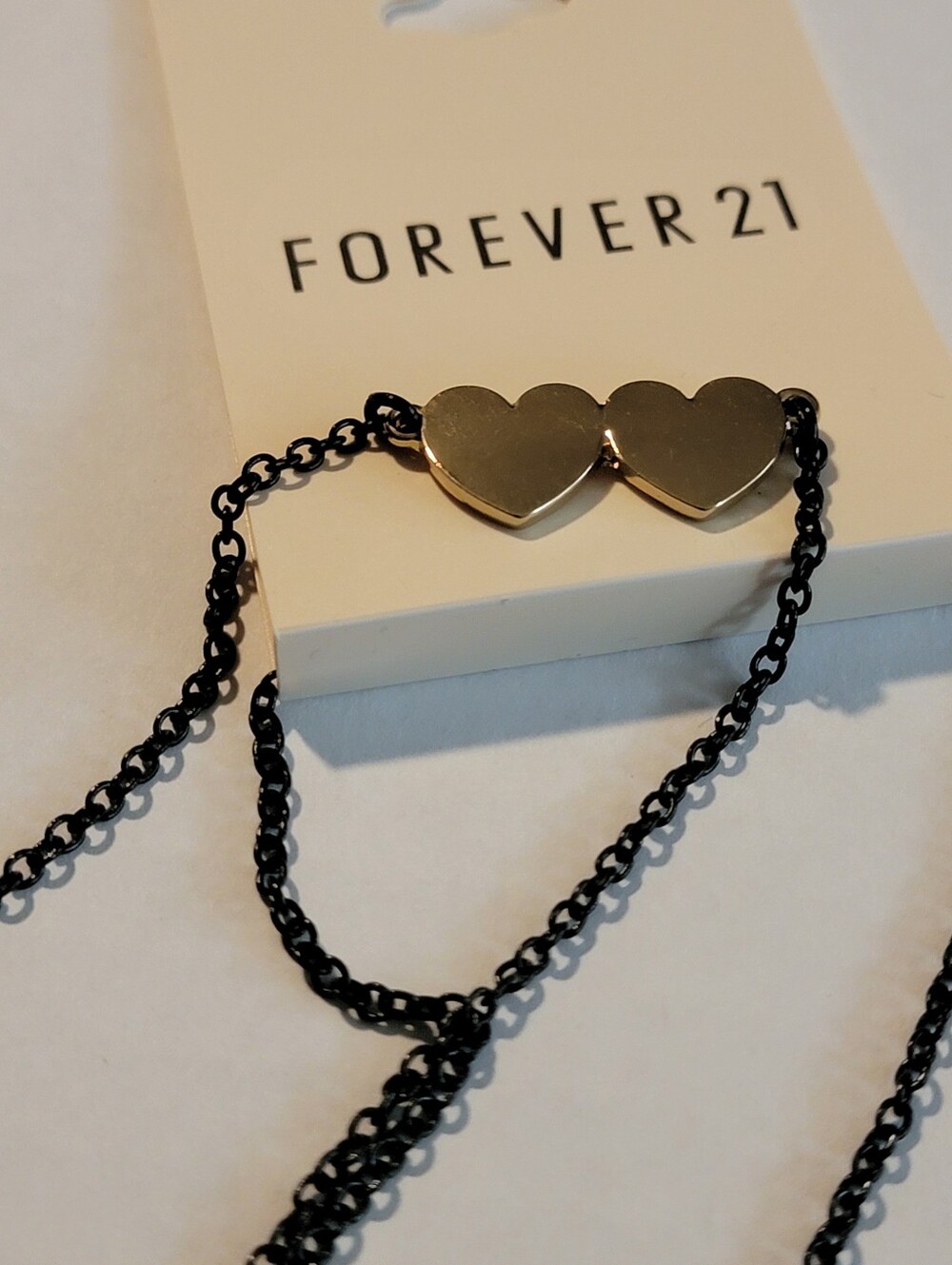 Forever 21 Black Chain Gold Hearts Necklace